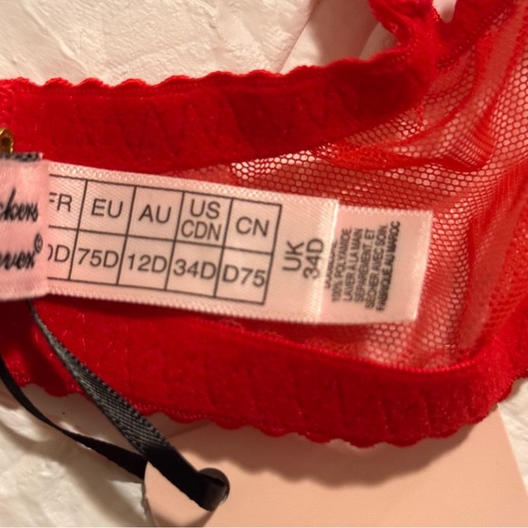 New Agent Provocateur Lorna Bra Color Red/Fire Size 34D - Picture 9 of 15